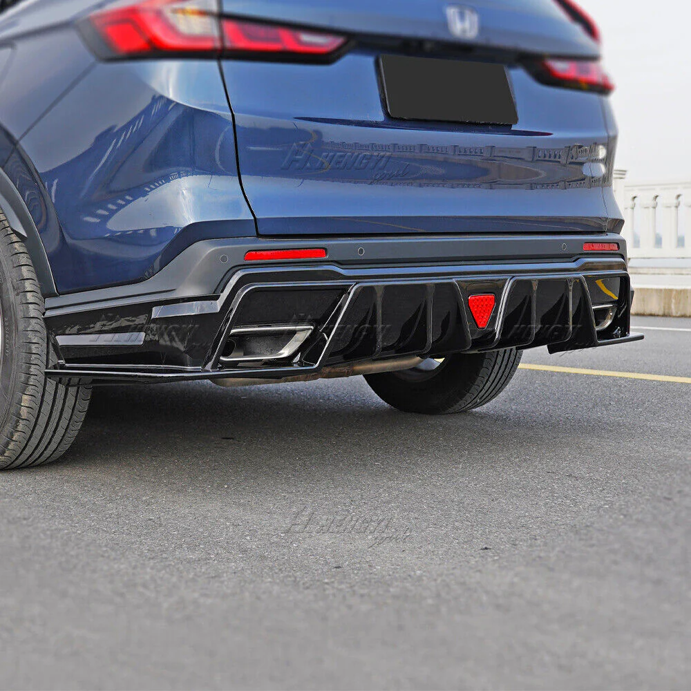 Glossy Black Rear Bumper Diffuser Lip w/ LED Brake Light For Honda CR-V CRV 2023-2025 - Image 4
