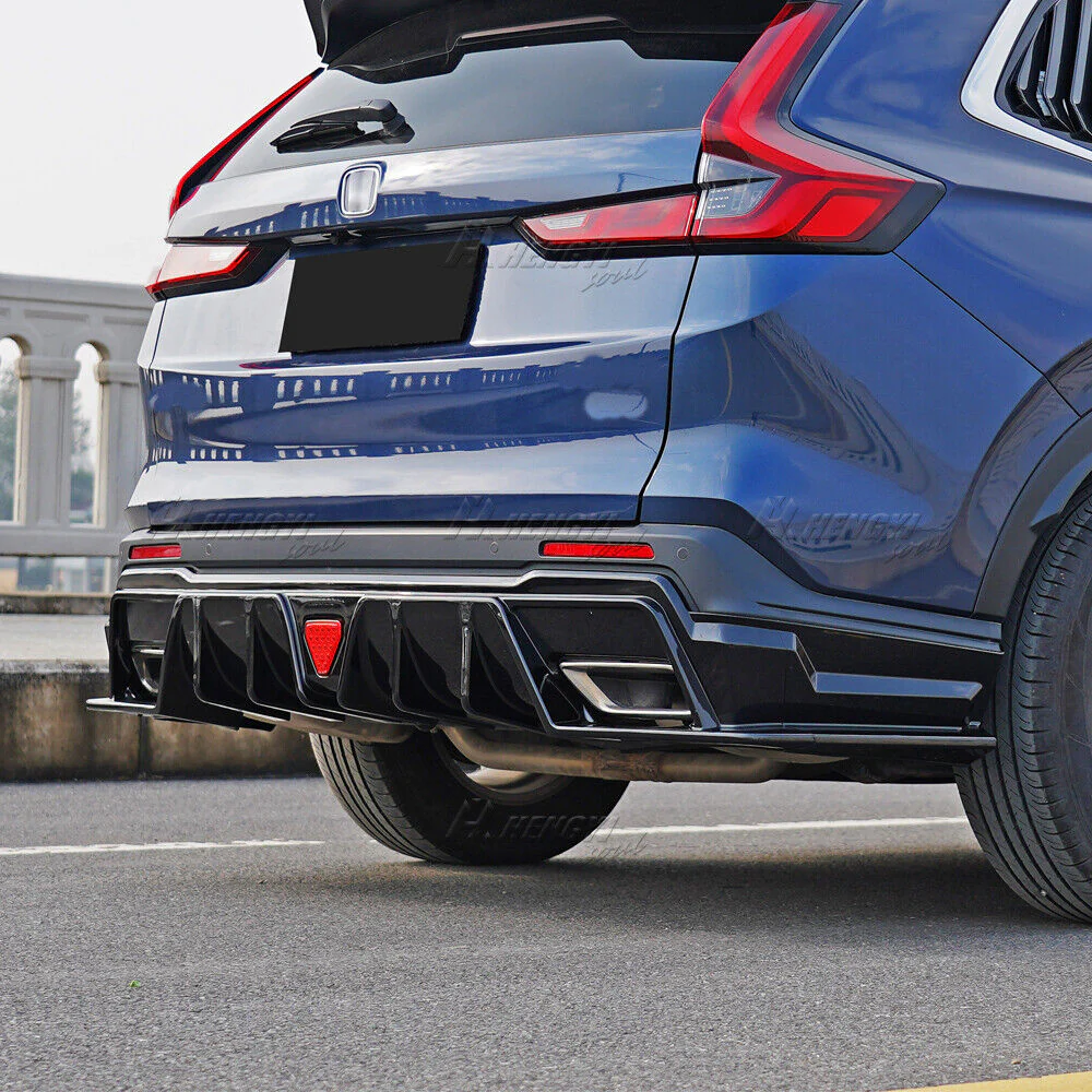 Glossy Black Rear Bumper Diffuser Lip w/ LED Brake Light For Honda CR-V CRV 2023-2025 - Image 5