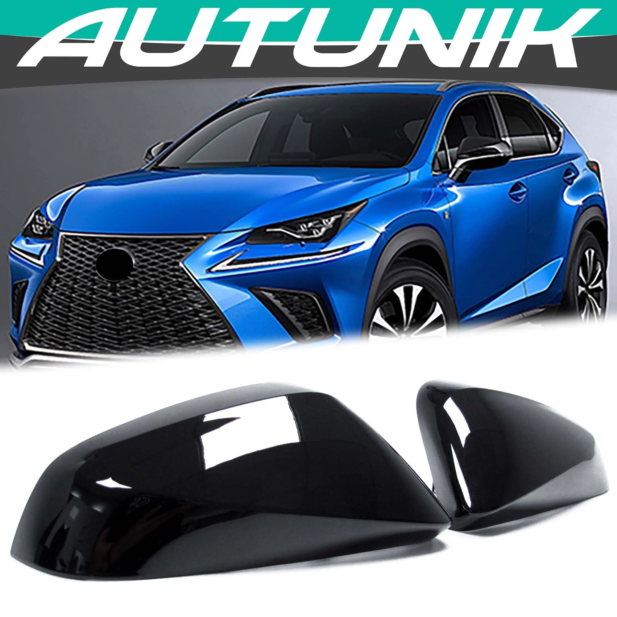 Gloss Black Side Mirror Cover Caps for Lexus NX 2015-2021 & RX 2016-2022