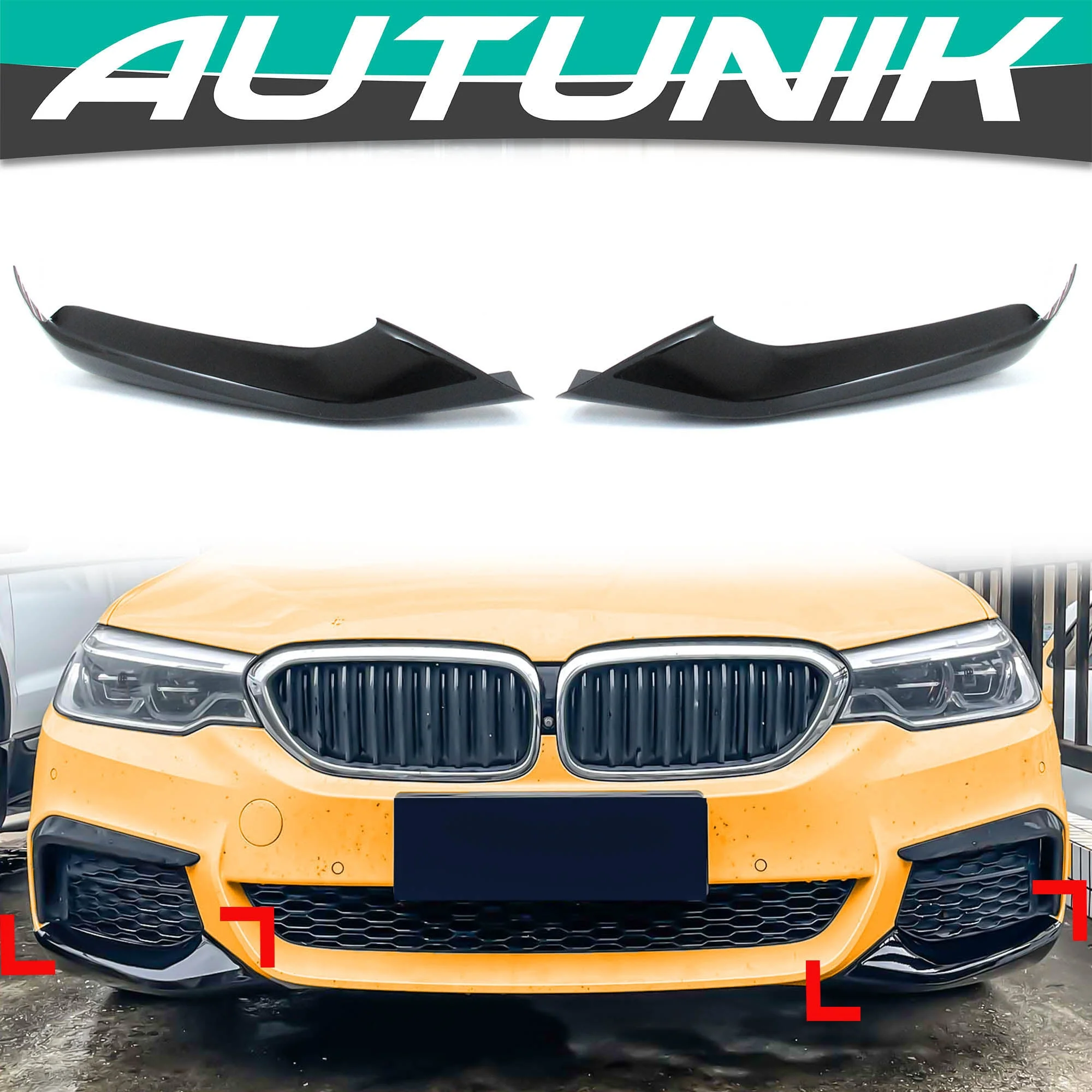 Gloss Black Front Bumper Splitter for BMW G30 M-Sport 2017-2020 - Image 17