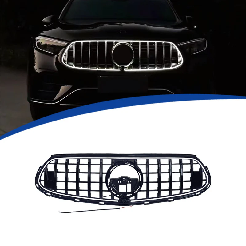 Glossy Black W/LED GT Style Front Bumper Luminous Grille For Mercedes Benz GLC X254 2023-2026