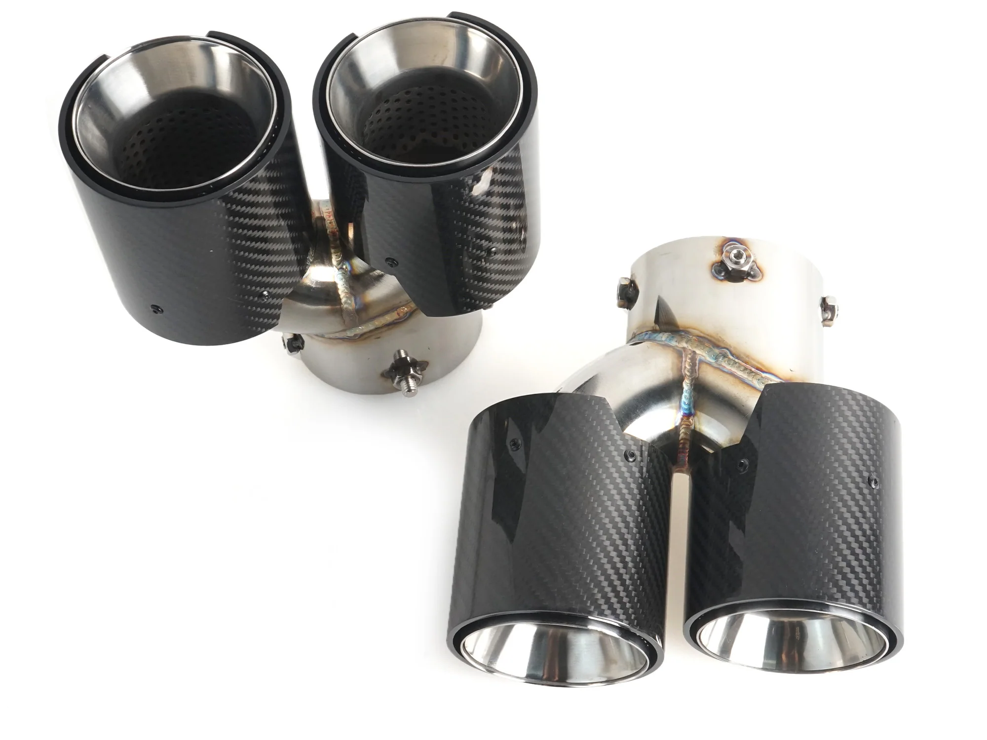 Glossy Carbon Fiber Exhaust Tips Silver for BMW G42 G20 G22 G26 G30 60-63mm pipes - Image 12