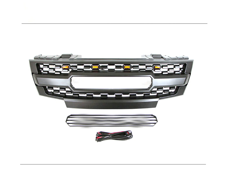 Grille Front Bumper Upper Grill Black w/Lights for Nissan Frontier 2009-2016 - Image 2