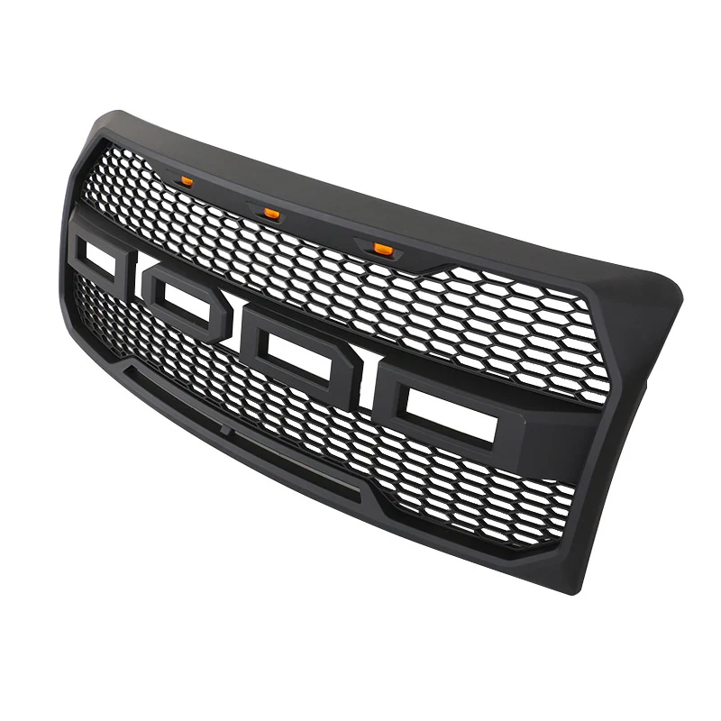Grille Matt Black Front Bumper Upper Grill w/ Lights for Ford F150 2009-2014 - Image 4
