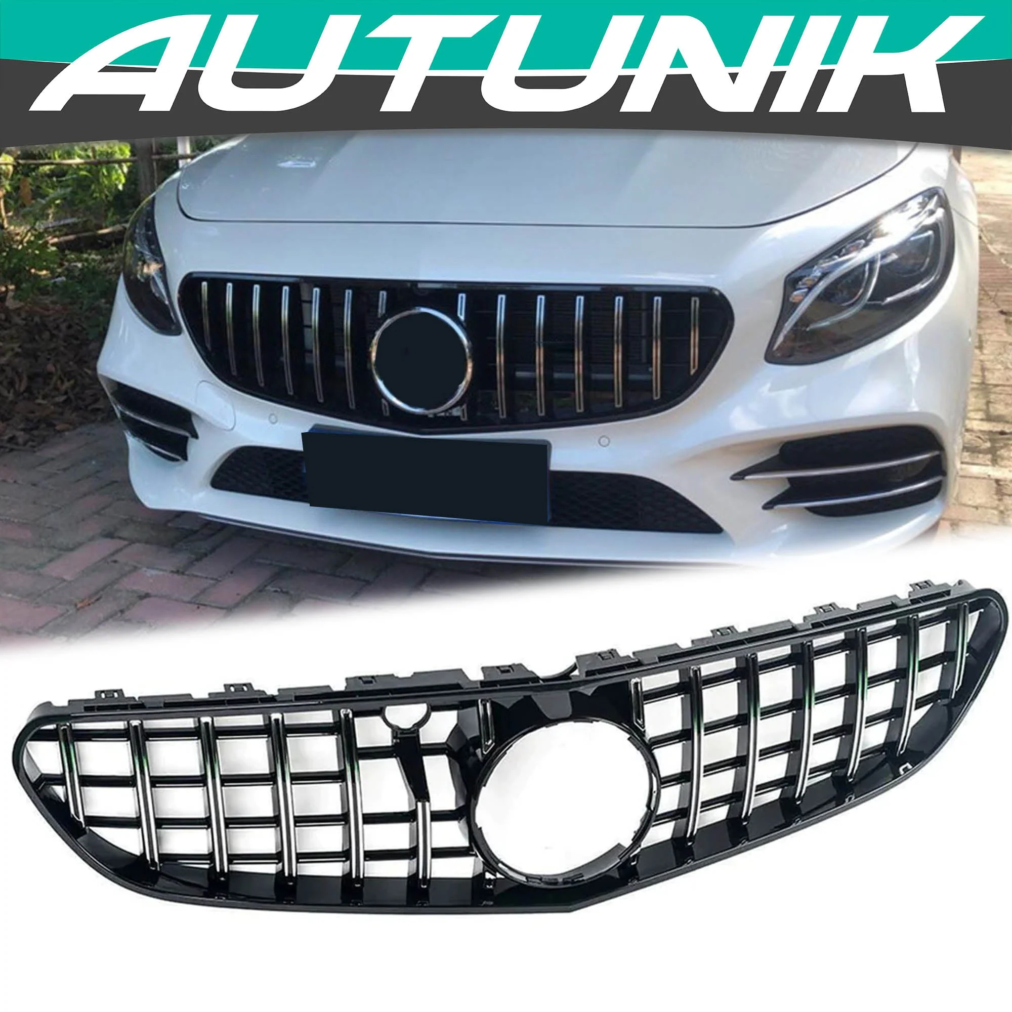 Chrome Front Grill For Mercedes W217 Coupe S63 AMG 2014-2017 - Image 8