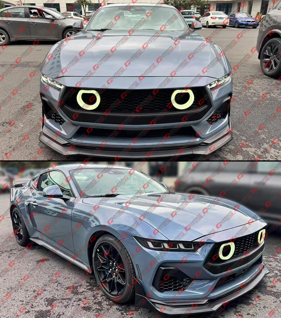 GT-V Style Front Mesh Grille w/ LED Halo Lights For 2024–2025 Ford Mustang GT Ecoboost - Image 10