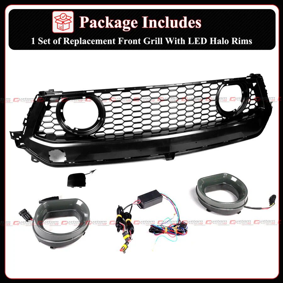 GT-V Style Front Mesh Grille w/ LED Halo Lights For 2024–2025 Ford Mustang GT Ecoboost - Image 4