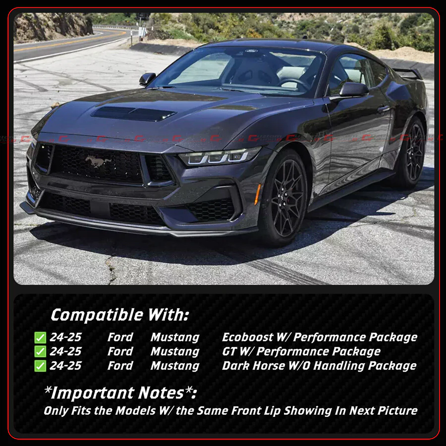 GT-V Style Winglet Front Bumper Lip Splitter For 2024-2025 Ford Mustang S650 AMPP - Image 2