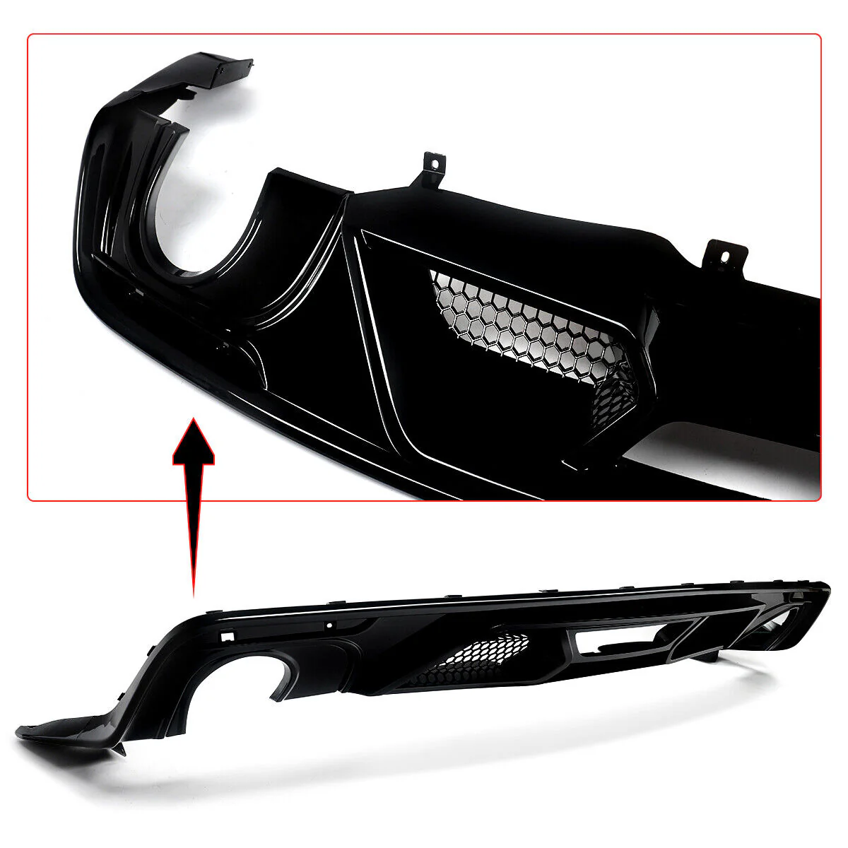 Rear Diffuser Gloss Black for Ford Mustang 2015-2017 - Image 8
