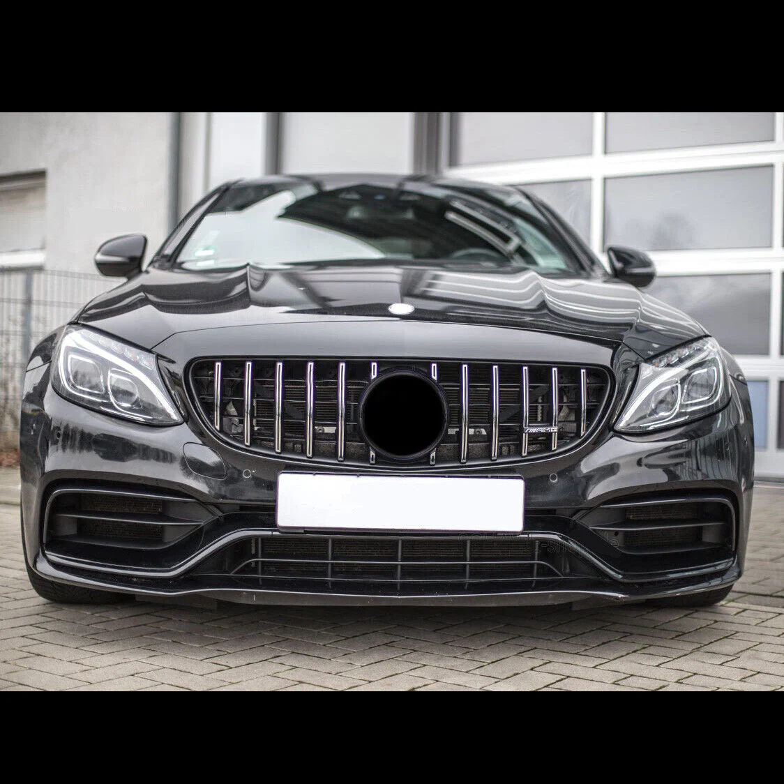 Front Bumper Grill For Mercedes C-Class W205 C205 w/ Camera 2015-2018 - Image 2