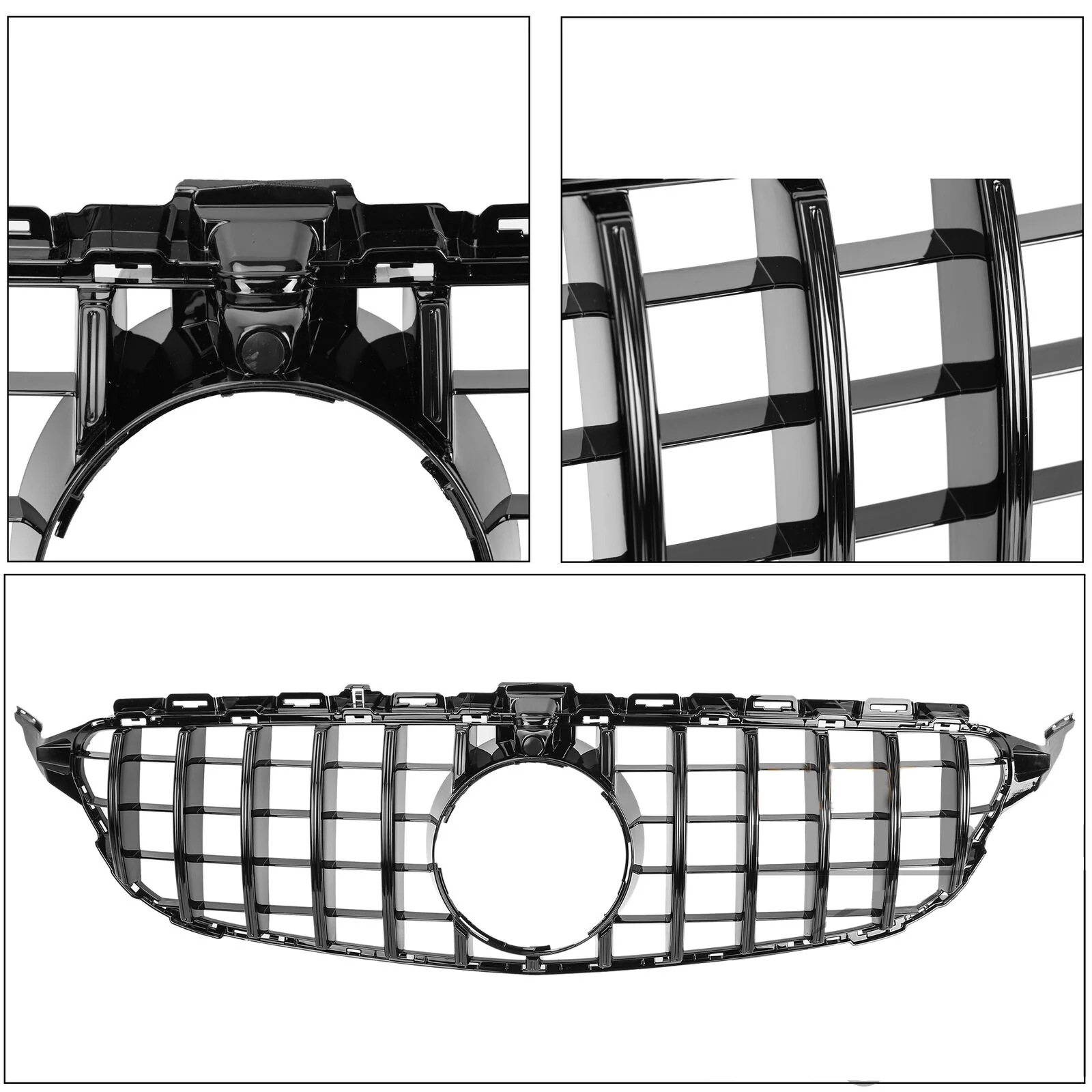 Front Bumper Grill For Mercedes C-Class W205 C205 w/ Camera 2015-2018 - Image 6