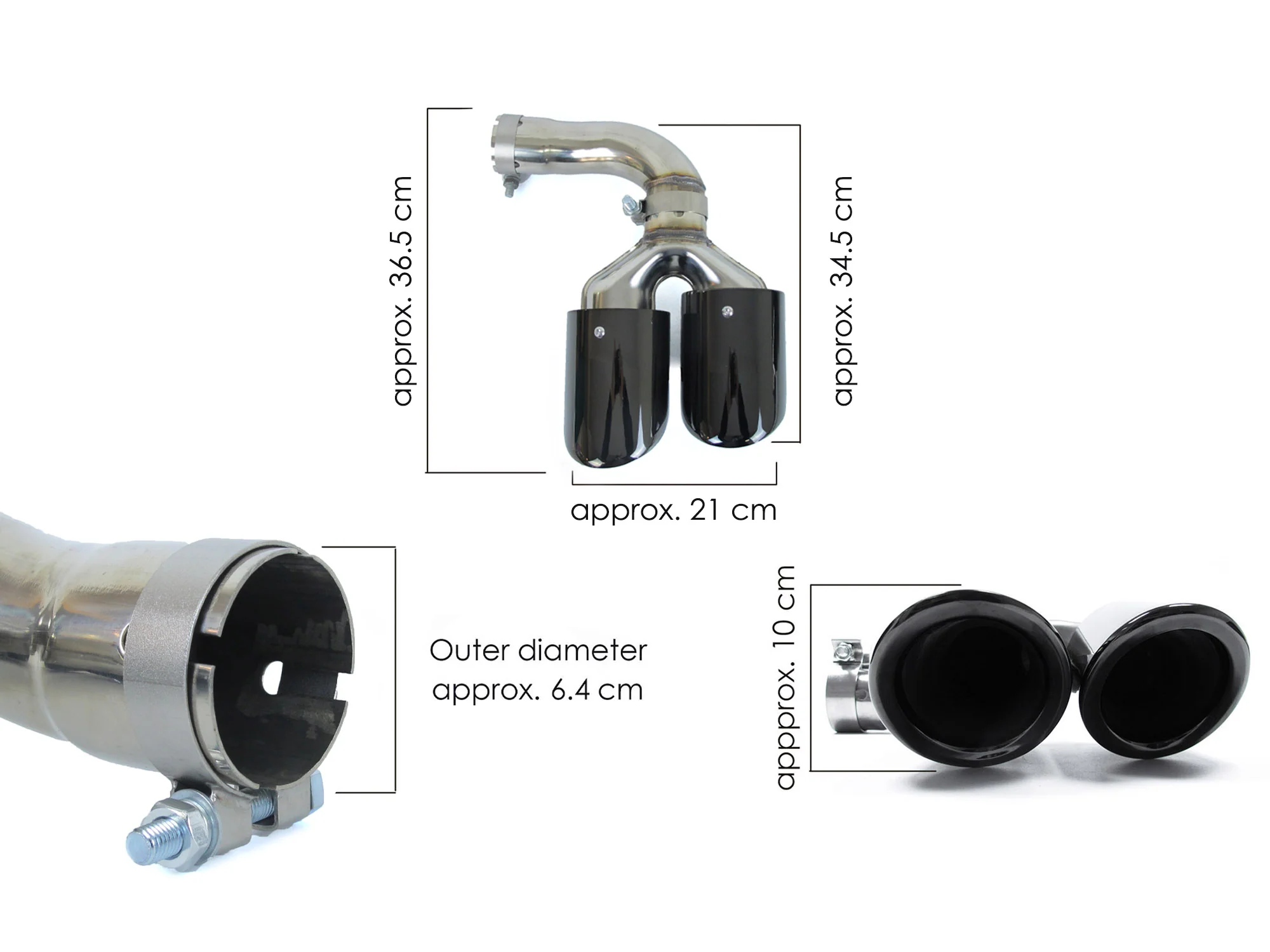 Gloss Black Rear Muffler Exhaust Tips for Porsche Cayenne Base Coupe 2019-2026 - Image 12