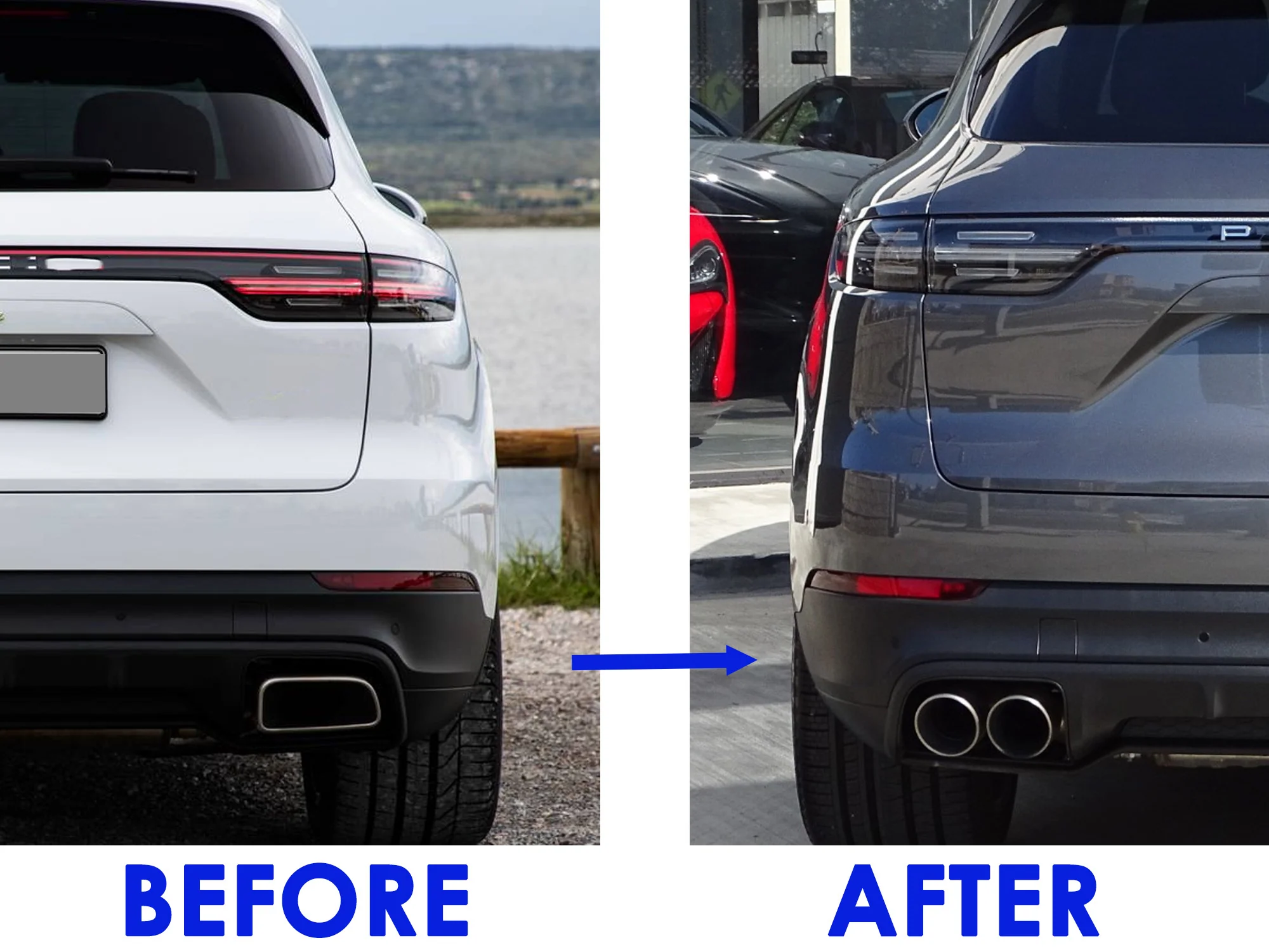 Gloss Black Rear Muffler Exhaust Tips for Porsche Cayenne Base Coupe 2019-2026 - Image 2