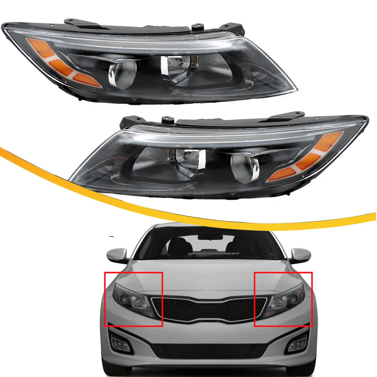 Halogen Headlight Projector w/Bulbs For Kia Optima TF 2014-2015