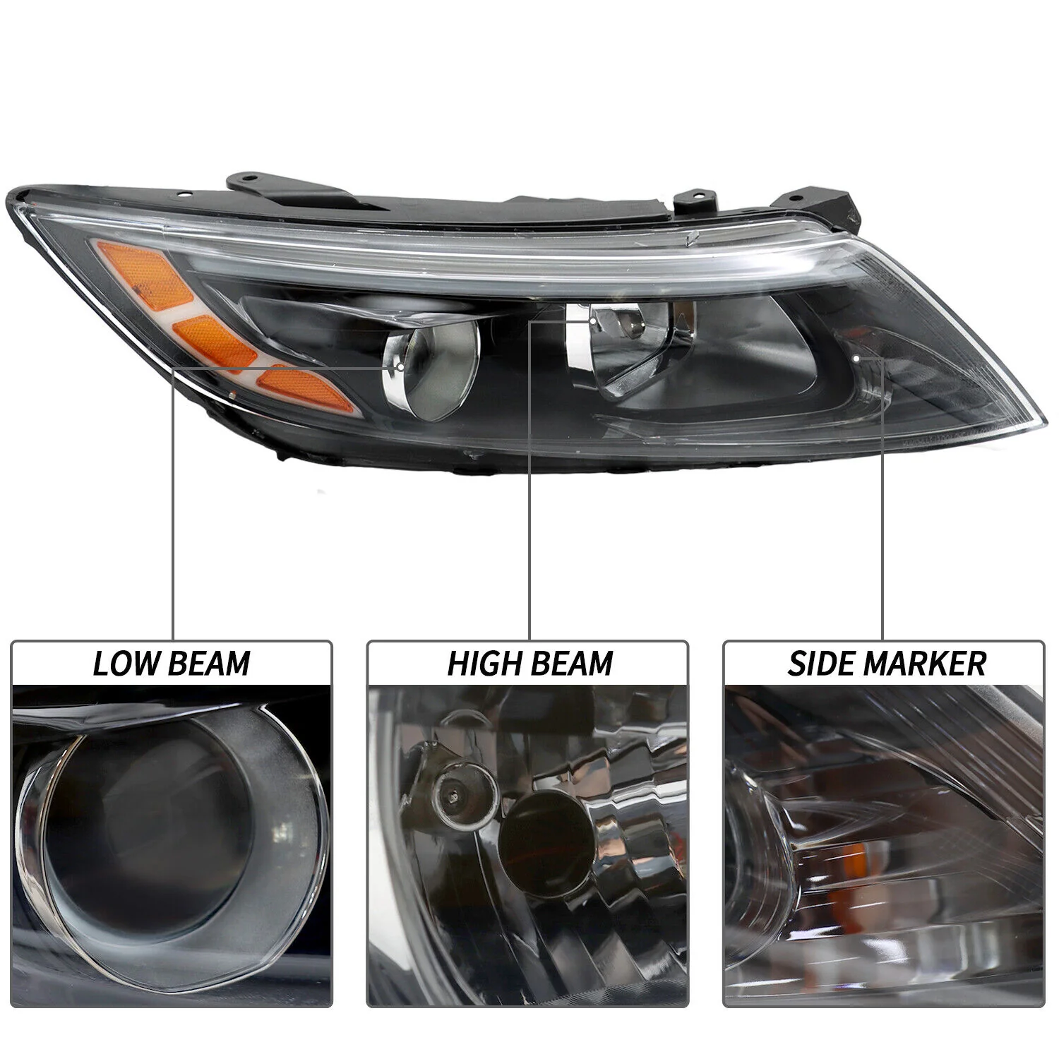 Halogen Headlight Projector w/Bulbs For Kia Optima TF 2014-2015 - Image 4