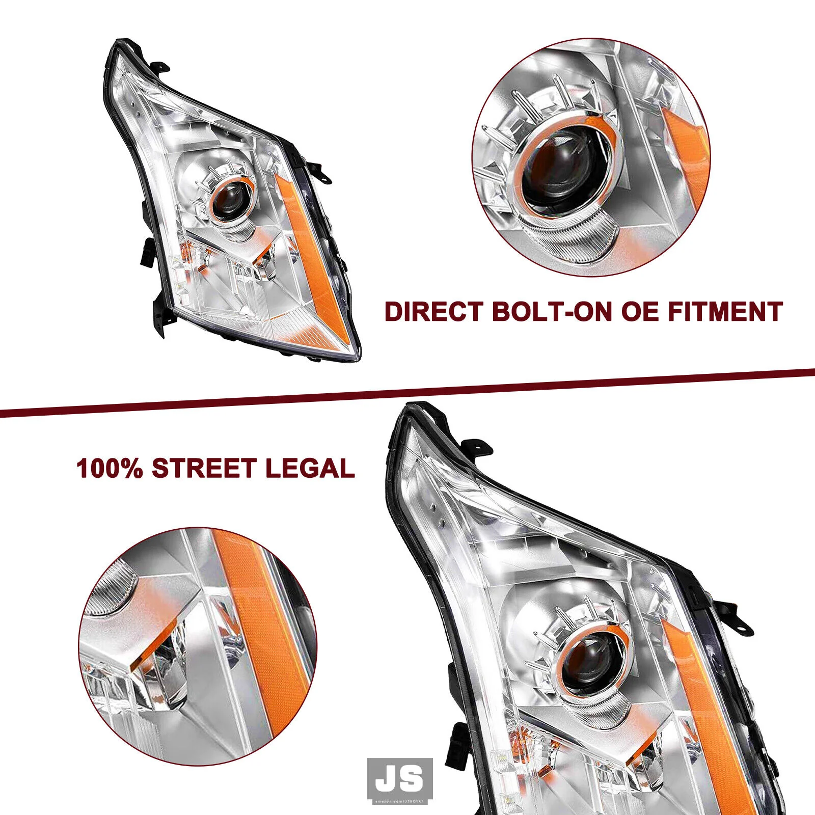 Halogen Right Side Projector Headlight RH for Cadillac SRX 2010-2016 - Image 6