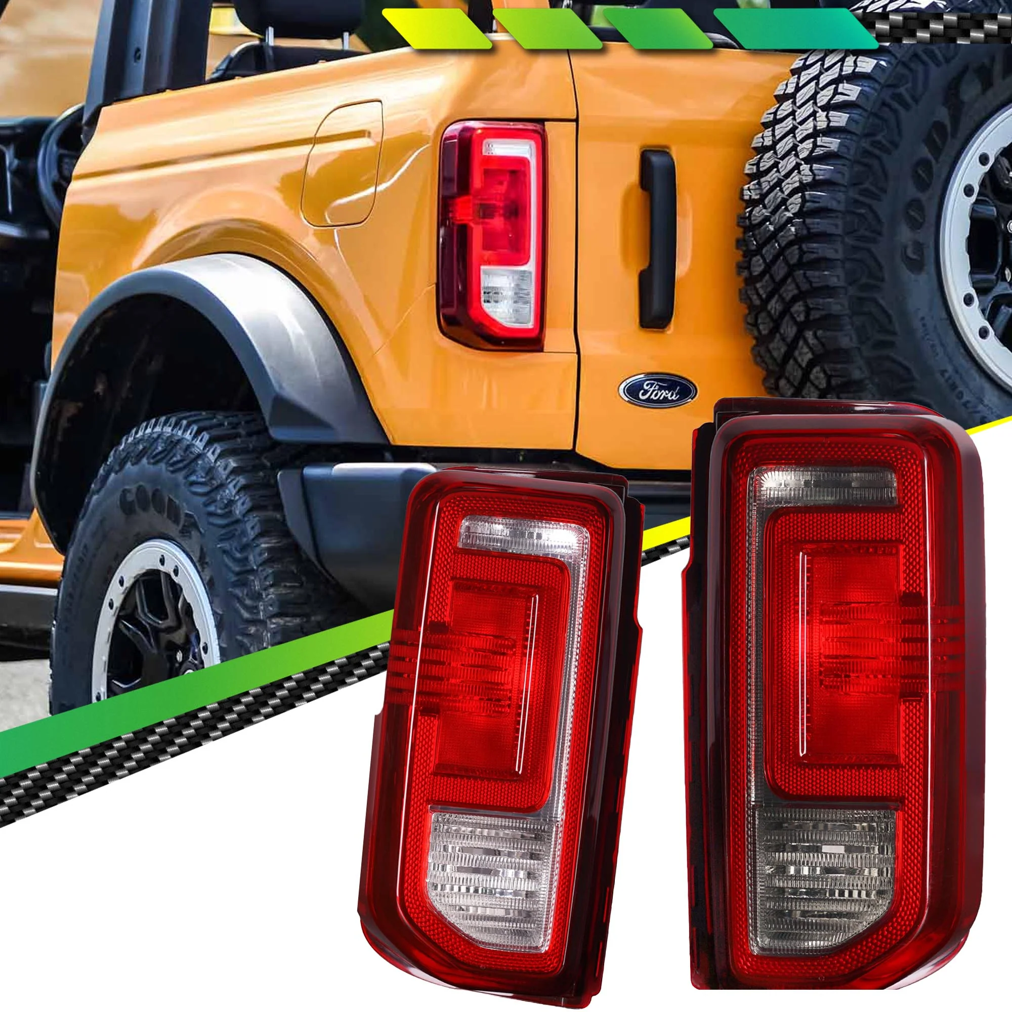 Halogen Tail Light Assembly Brake Lamp for Ford Bronco 2021-2023