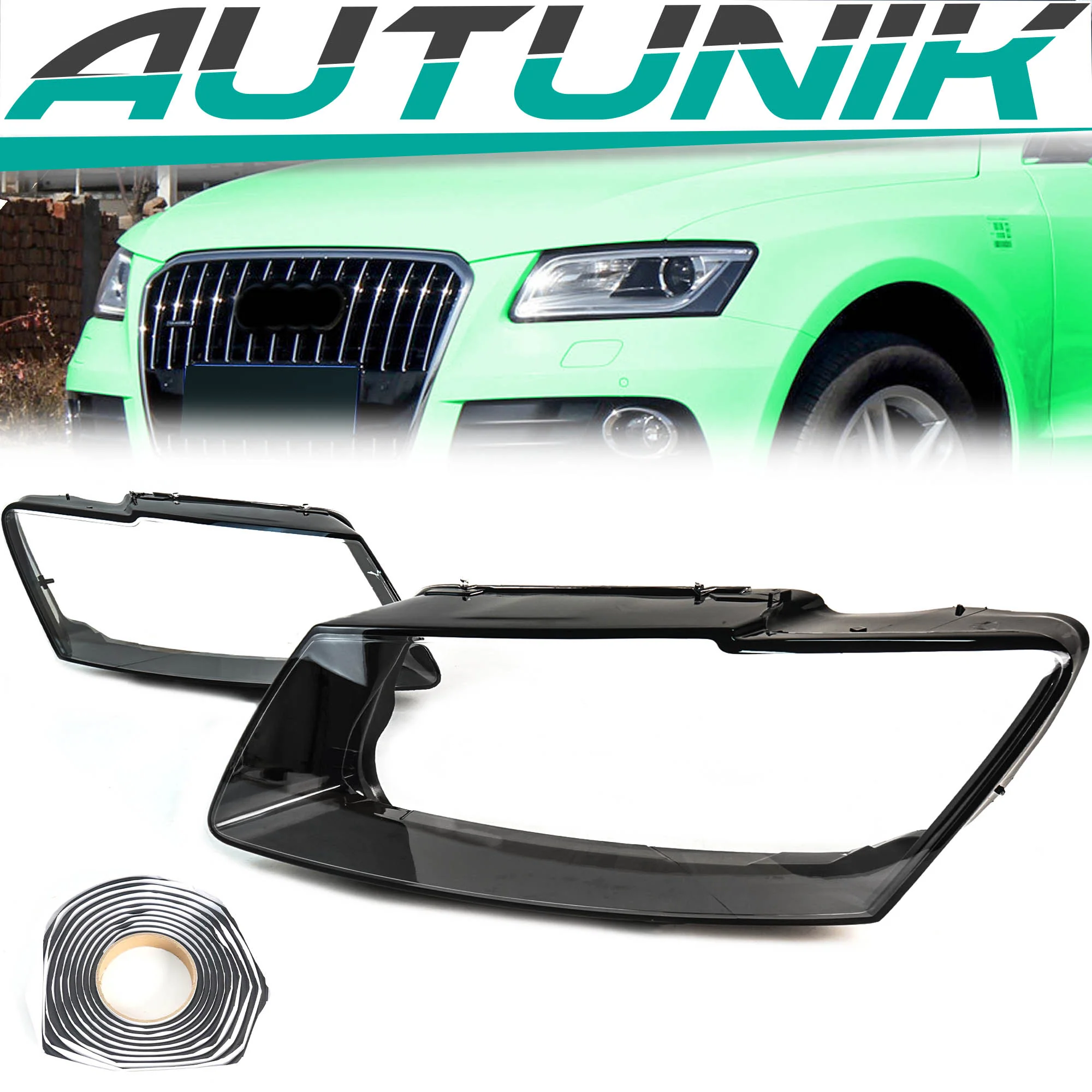 For Audi Q5 2013-2017 Front Headlight Headlamp Lens Cover Clear Shell Left&Right