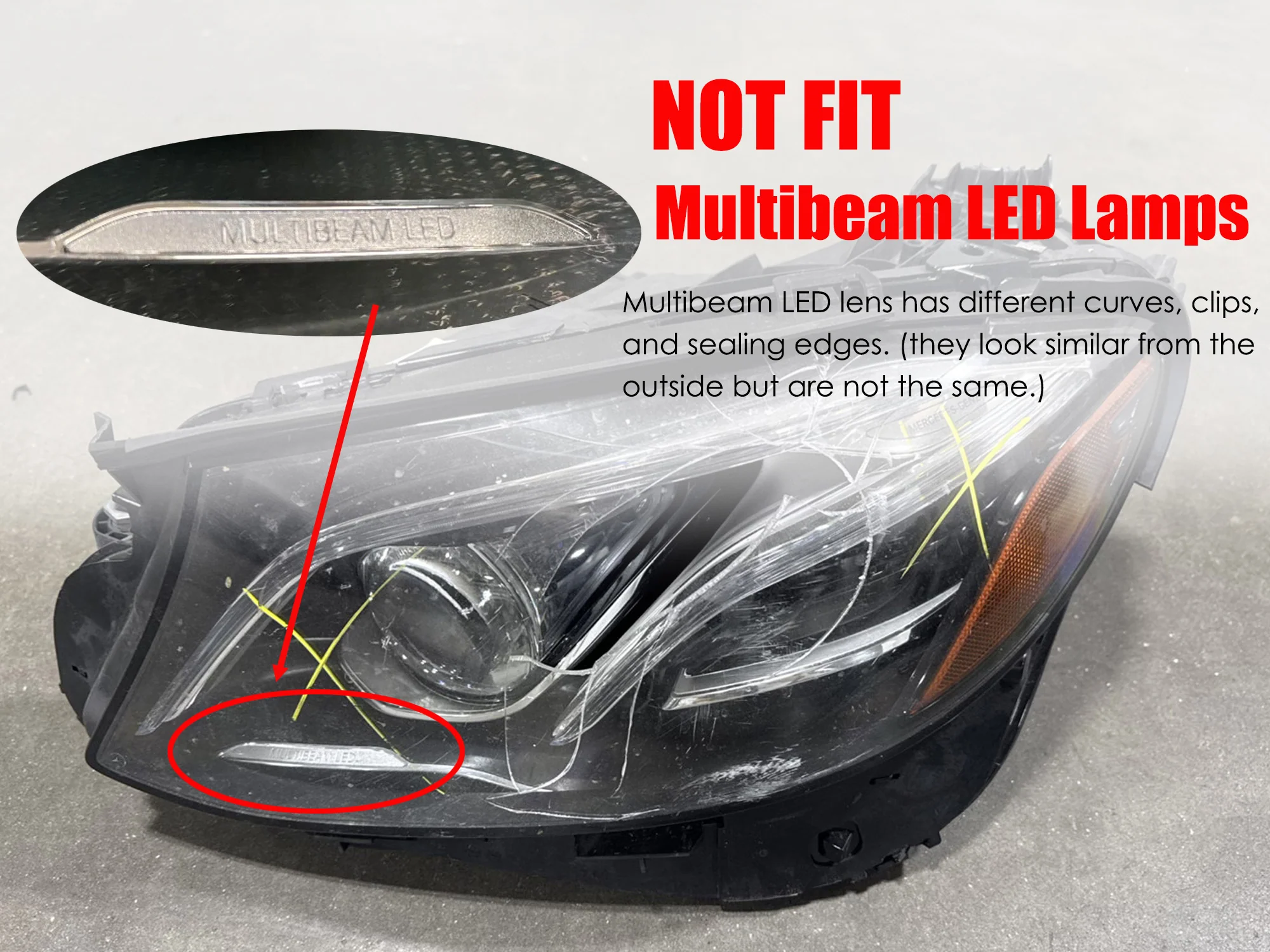 Headlight Headlamp Lens Covers for Mercedes E-Class W213 2017-2020 Left+Right w/ Sealant - Image 3