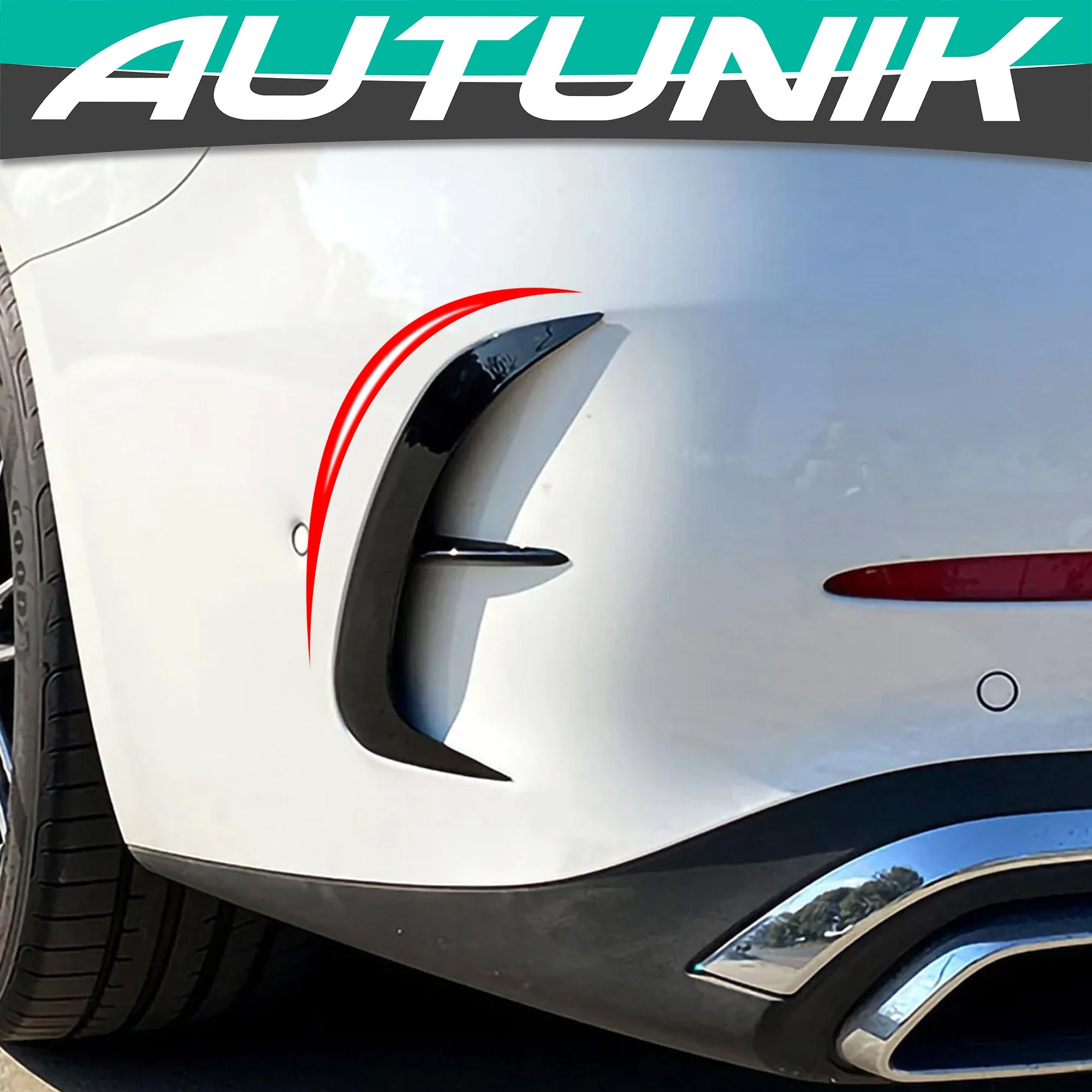 For 2022+ Mercedes C W206 S206 AMG Sport Rear Bumper Canards Side Air Vent Trims Glossy Black - Image 11