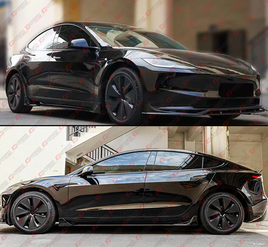 Gloss Black Side Skirt Extension For 2024-2025 Tesla Model 3 - Image 5