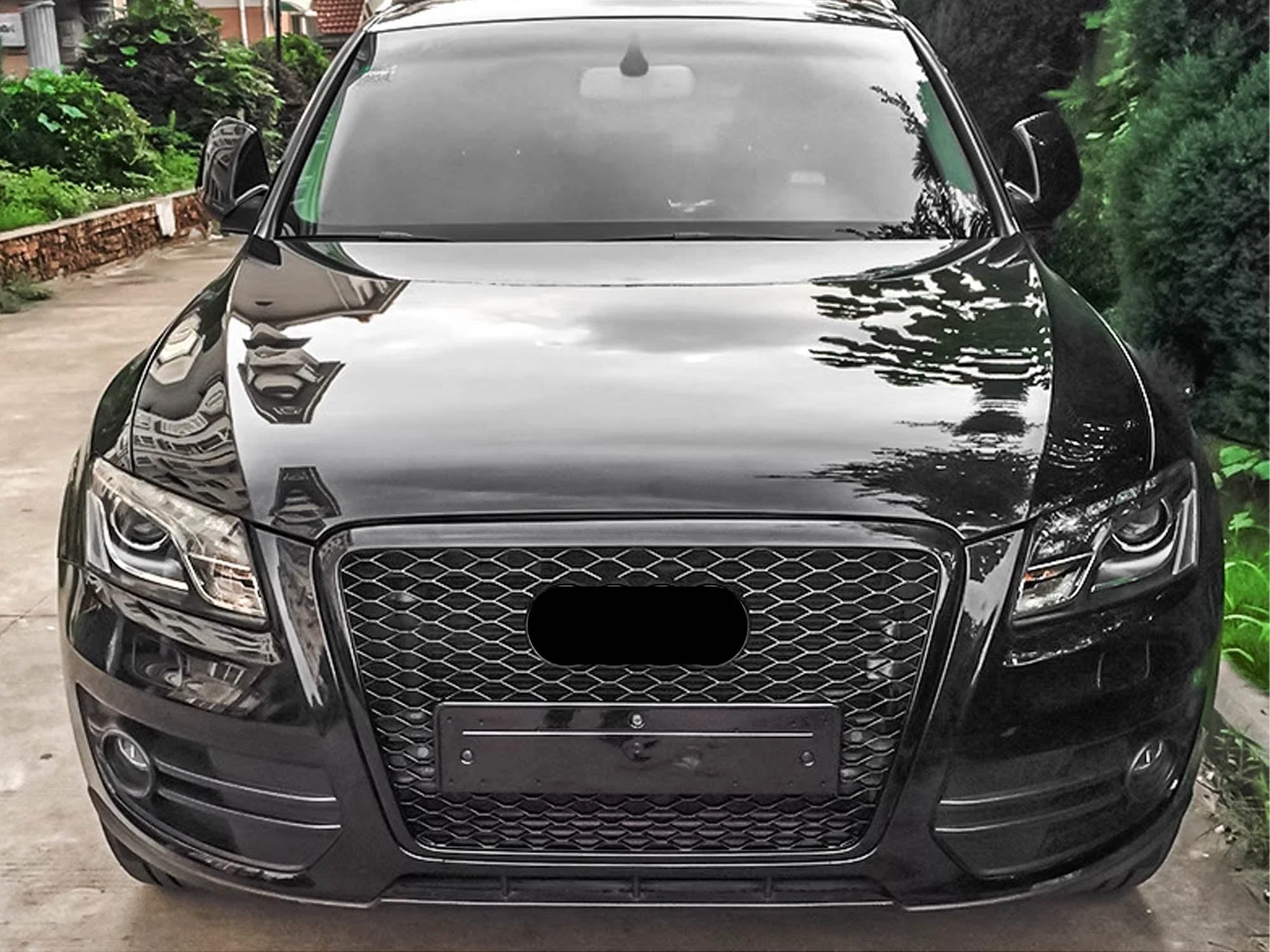 Fits 2009-2012 Audi Q5 SQ5 RSQ5-Style Front Upper Grill Grille Honeycomb Gloss Black - Image 2