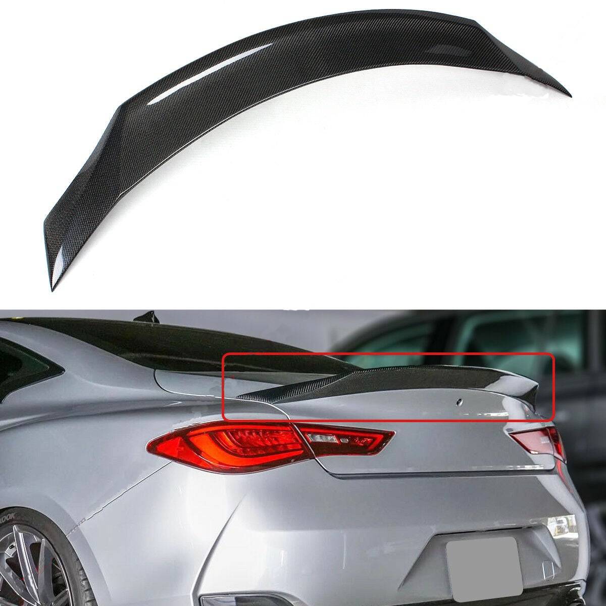 Real Carbon Fiber Highkick Trunk Spoiler Wing for Infiniti Q60 2017-2022