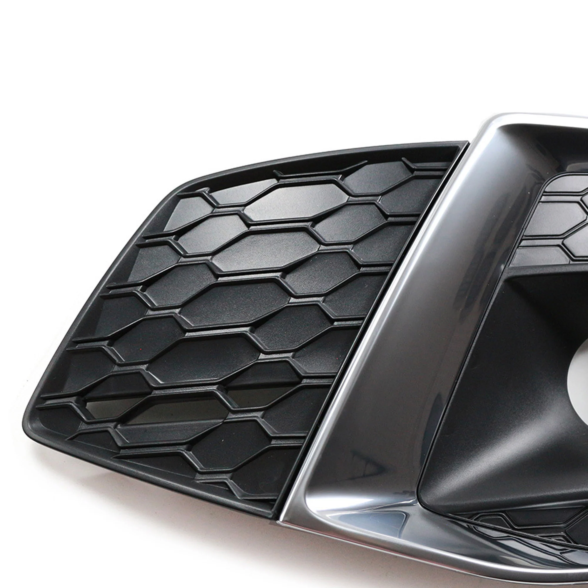 L+R Chrome Front Fog Light Grille Fit Audi A5 B9.5 S5 2020–2025 Bumper Trim Covers - Image 3