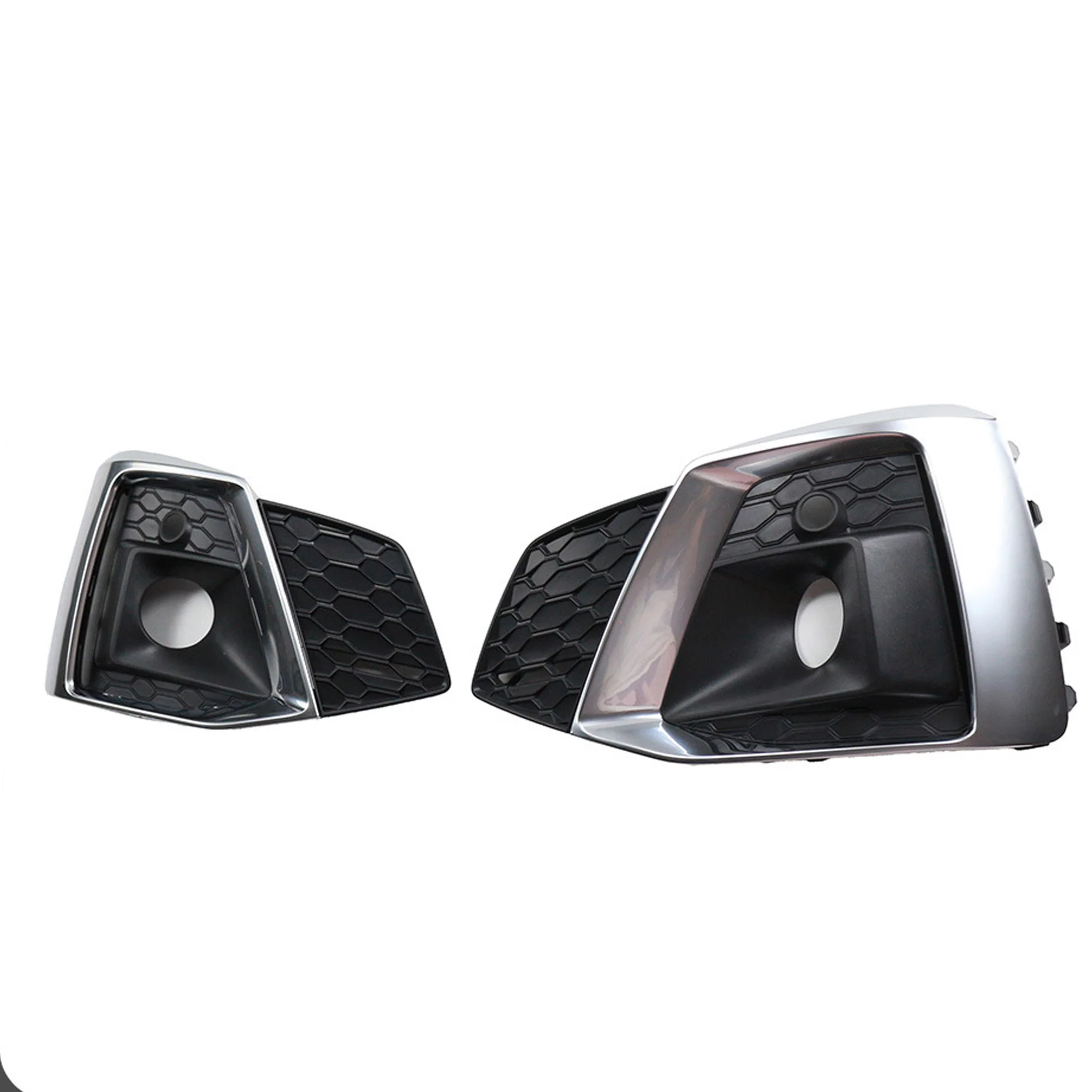 L+R Chrome Front Fog Light Grille Fit Audi A5 B9.5 S5 2020–2025 Bumper Trim Covers - Image 4