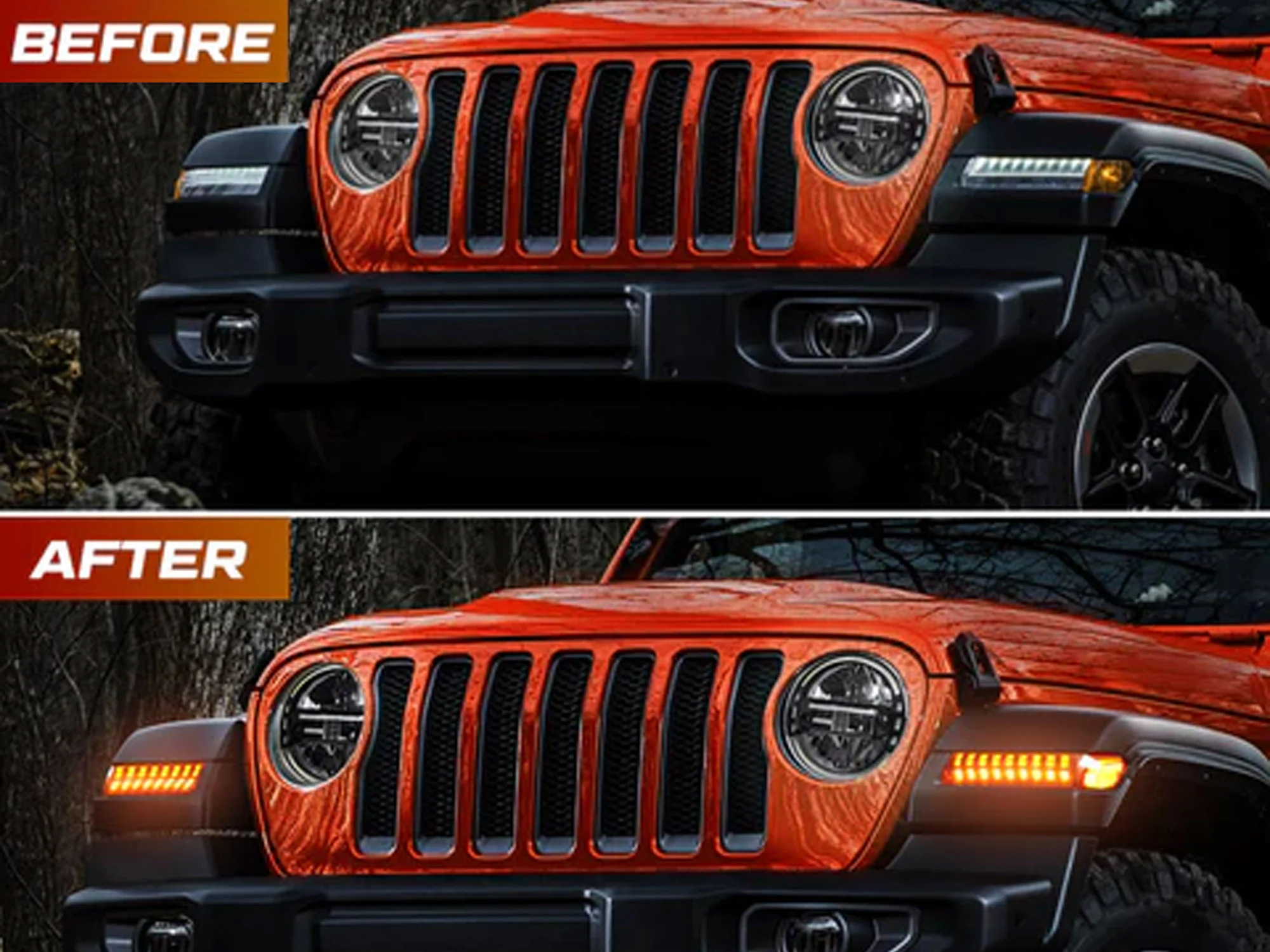 LED Sequential Turn Signal DRL Fender Lights For Jeep Gladiator JT Wrangler JL 2018-2025 - Image 2
