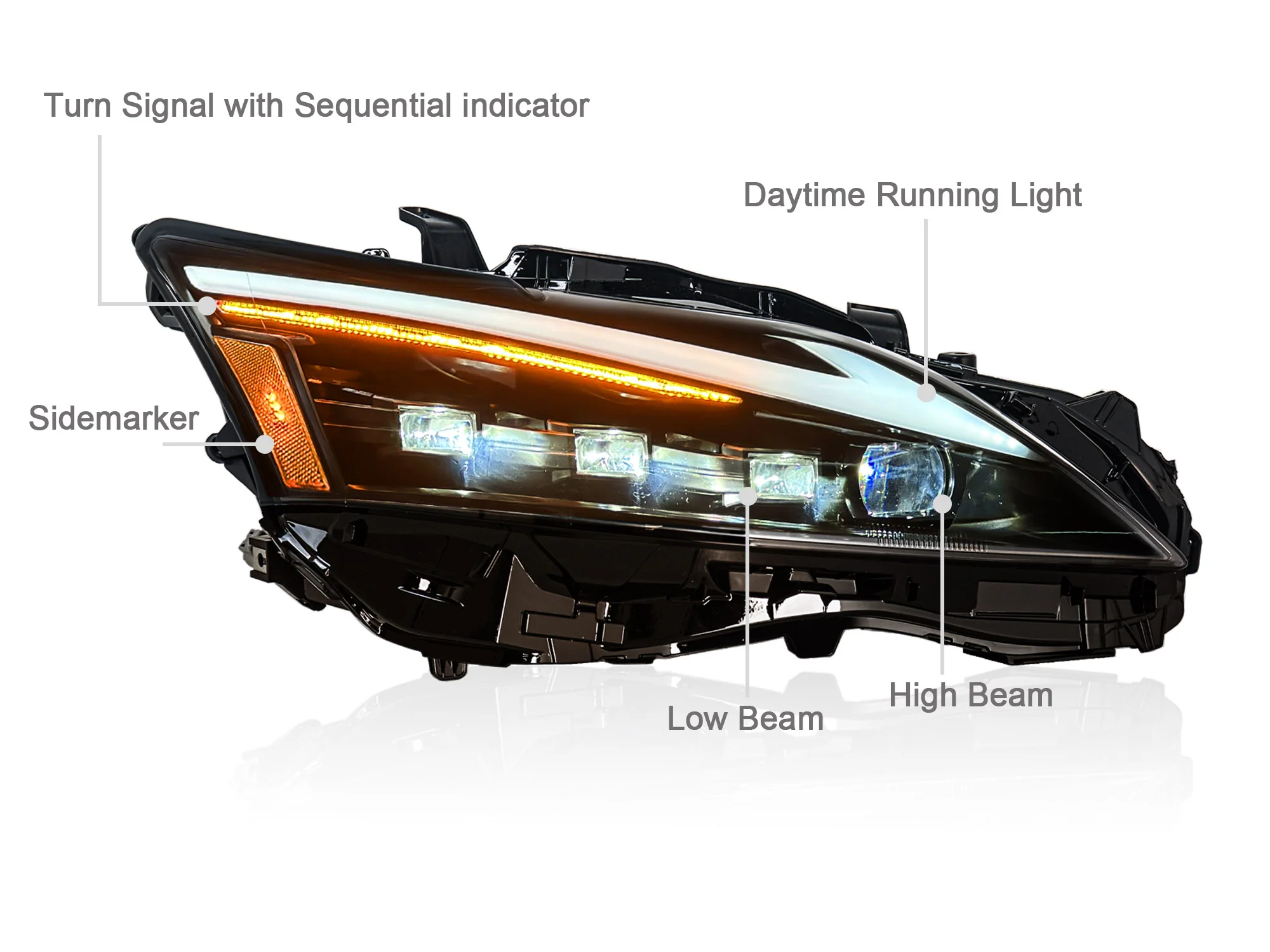 Retrofit Full LED Projector Headlight Assembly w/ Sequential Turn Signal for LEXUS CT200 2013-2017 - Image 14