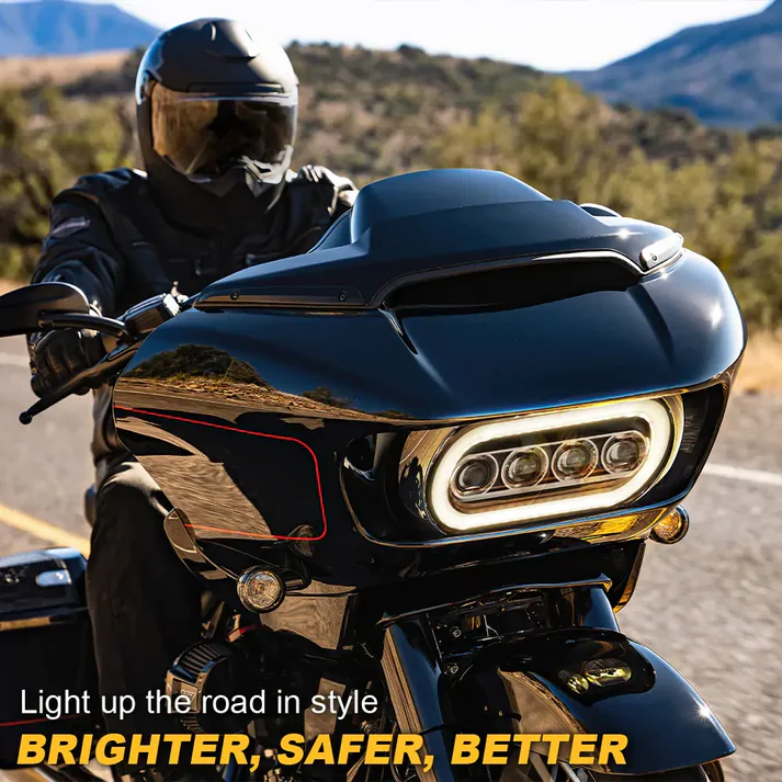 LED Dual Headlight w/ DRL Ring Fit For Harley Road Glide Special Limited CVO Ultra 2015+ - Image 4