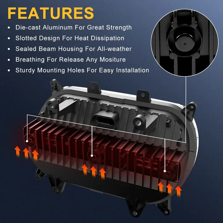 LED Dual Headlight w/ DRL Ring Fit For Harley Road Glide Special Limited CVO Ultra 2015+ - Image 6