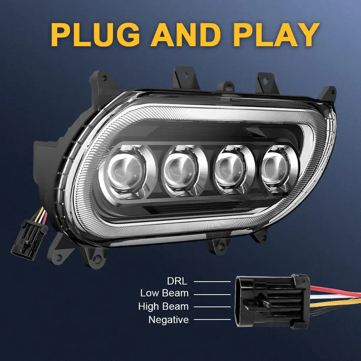 LED Dual Headlight w/ DRL Ring Fit For Harley Road Glide Special Limited CVO Ultra 2015+ - Image 7