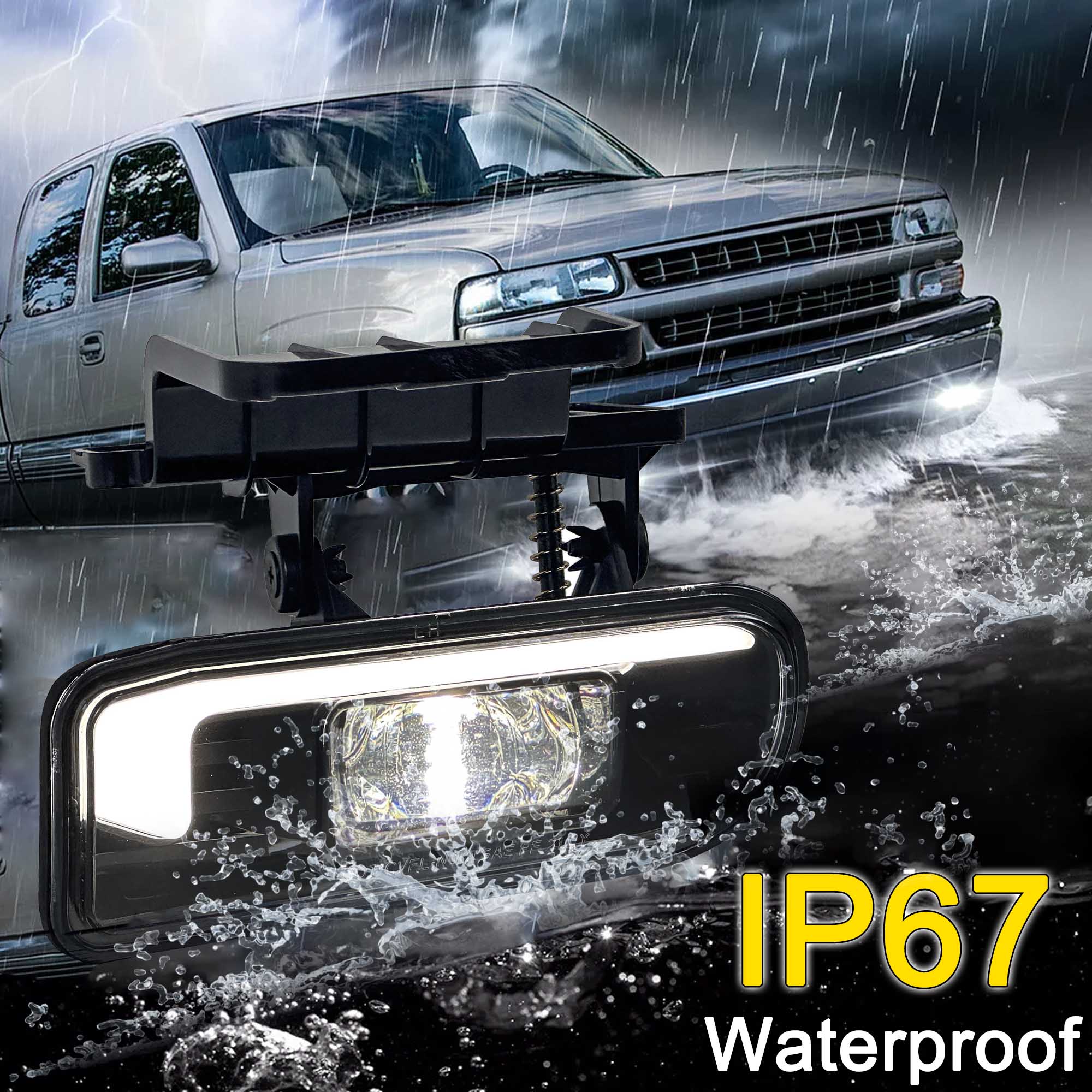 Pair Clear LED Projector Fog Lights for Chevy Silverado Tahoe Suburban 1999–2002 - Image 6