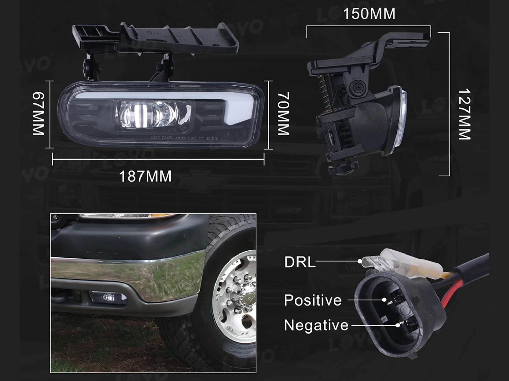 Pair Clear LED Projector Fog Lights for Chevy Silverado Tahoe Suburban 1999–2002 - Image 8