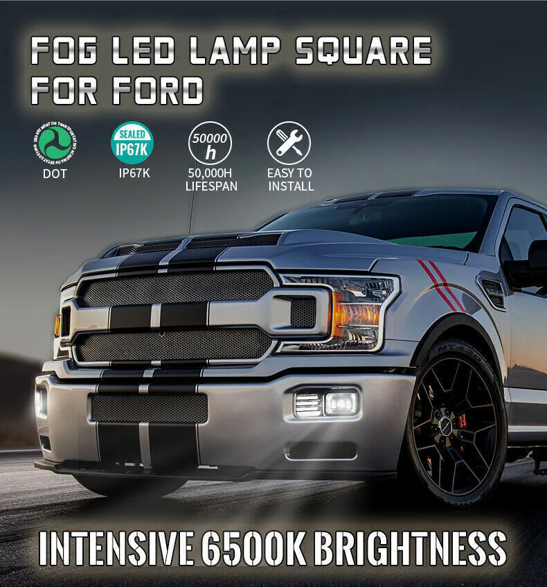 LED Fog Lights for 2015-2020 Ford F150 2017-2018 Ford F250 Super Duty with DRL - Image 7