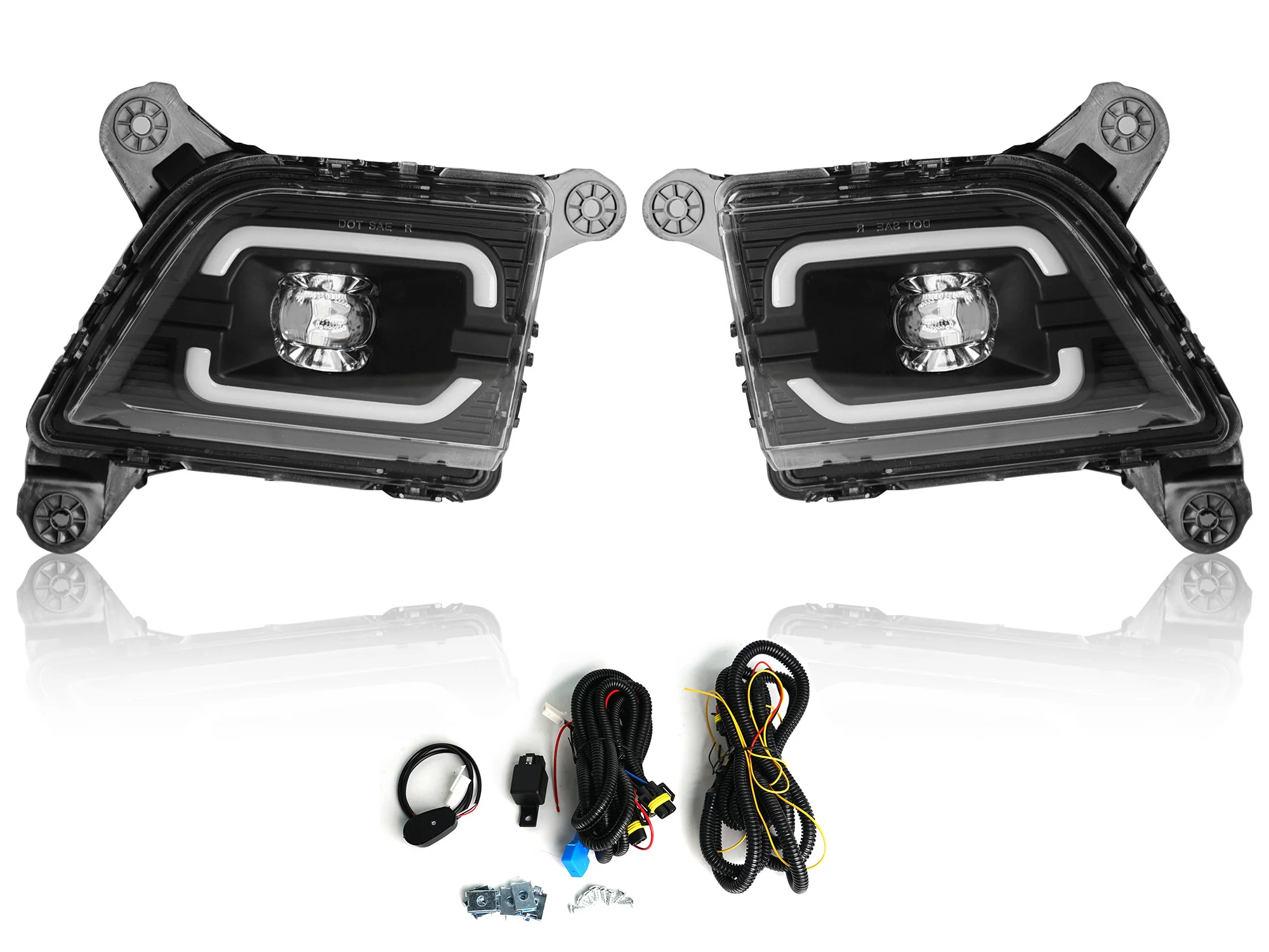 LED DRL For 2019-2022 Chevy Silverado 1500 2500HD 3500HD Fog Lights Lamp w/ Turn Signal - Image 8