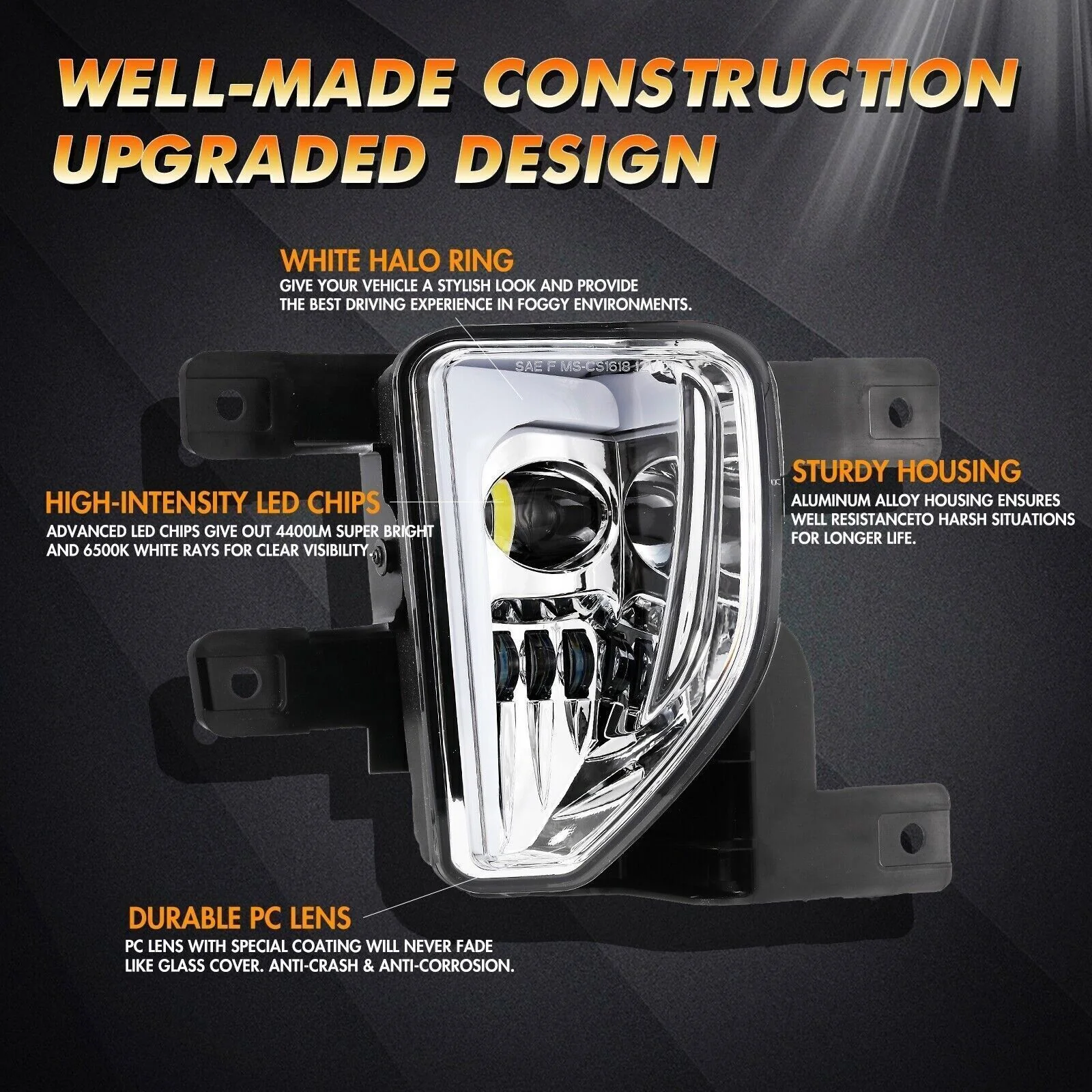 LED Fog Lights with DRL for 2016 2017 2018 Chevy Silverado 1500 Bumper Fog Lamps - Image 10