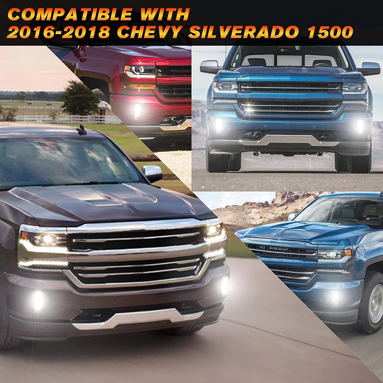 LED Fog Lights with DRL for 2016 2017 2018 Chevy Silverado 1500 Bumper Fog Lamps - Image 12