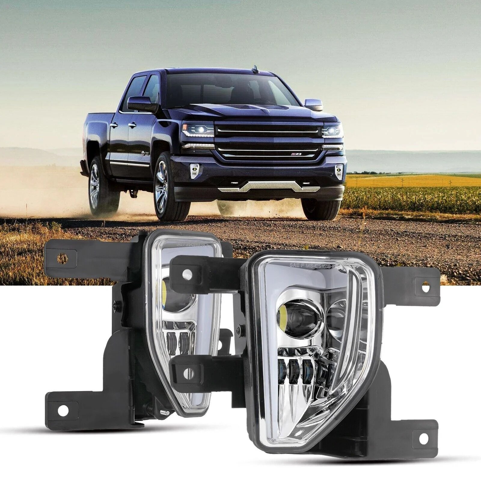 LED Fog Lights with DRL for 2016 2017 2018 Chevy Silverado 1500 Bumper Fog Lamps - Image 2
