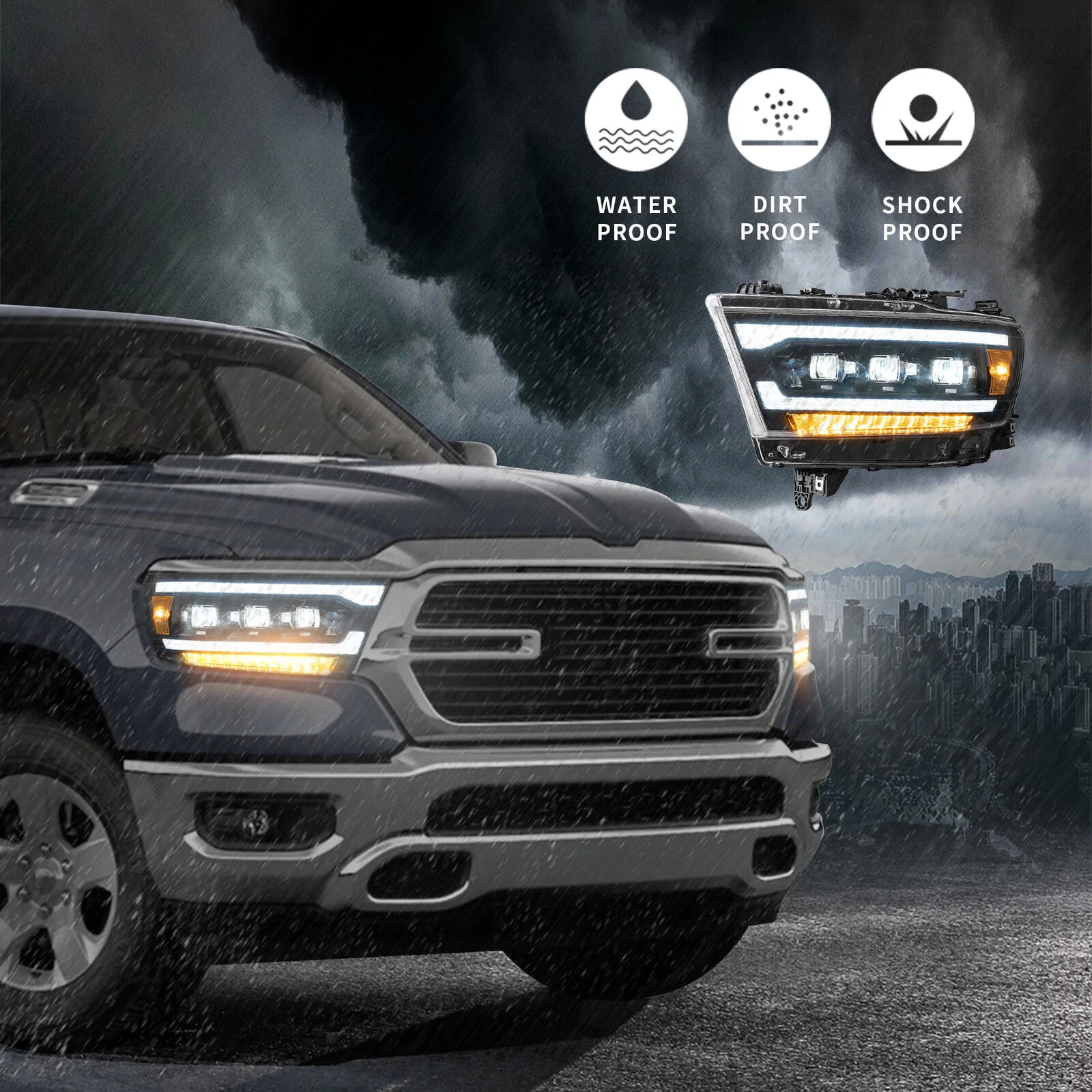 Amber LED Headlights For Dodge Ram 1500 2019-2023 2024 W/Sequential L+R - Image 11