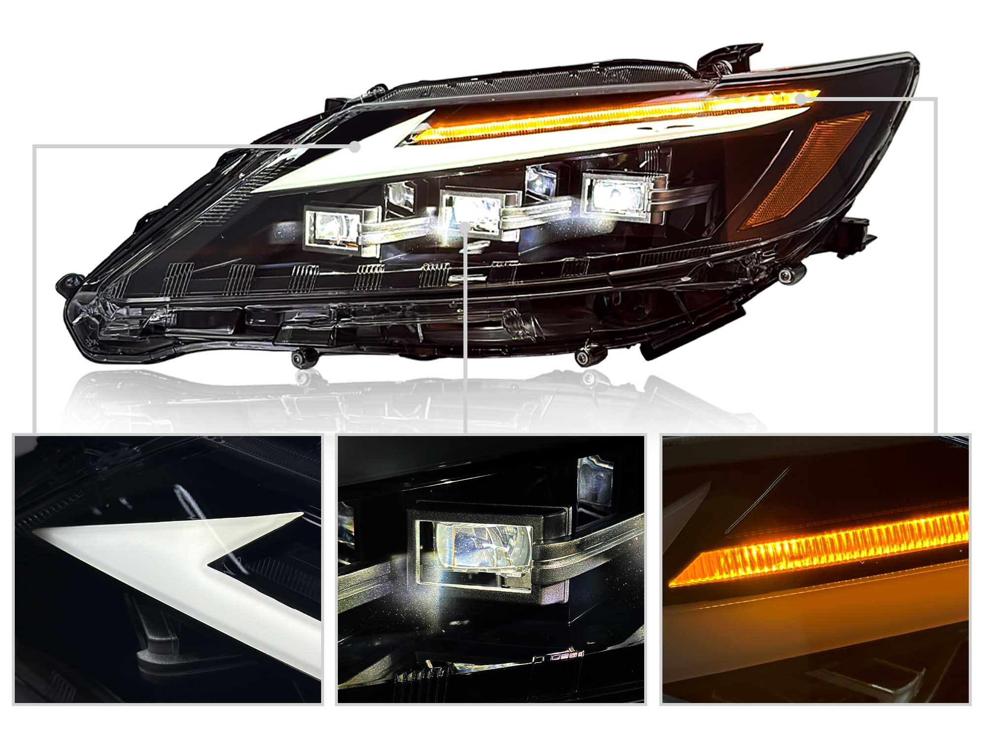 Pair LED Headlights for 2013-2015 Lexus ES300h ES350 w/ Sequential Turn Signal - Image 8