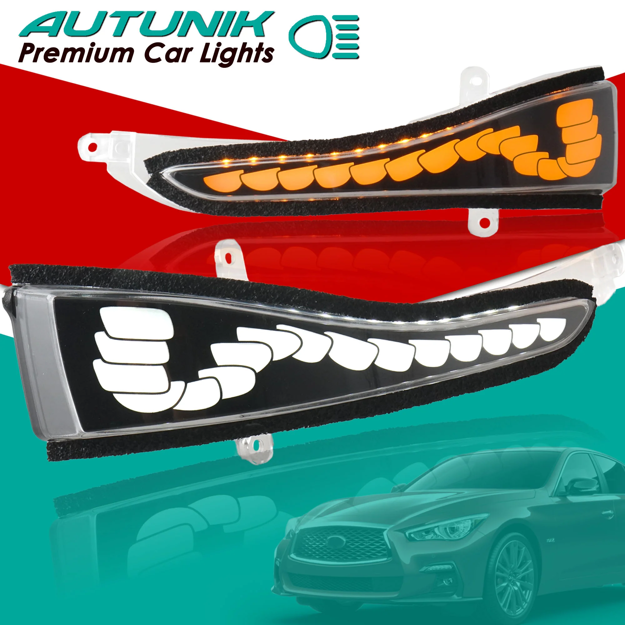 LED Mirror Sequential Signal Light Fog Lights for Infiniti Q50 Q60 2014-2023
