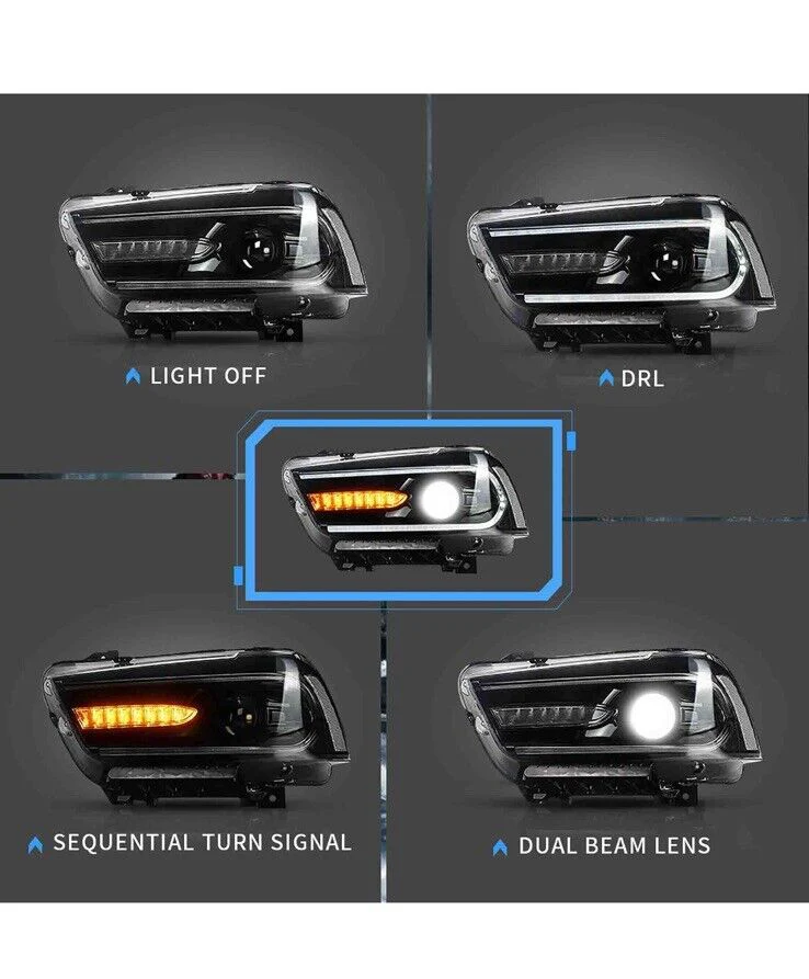 LED Projector Headlights Sequential Turn Signal For 2011-2014 Dodge Charger - Image 4