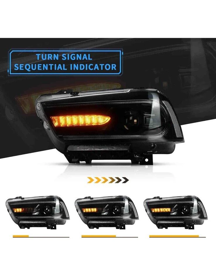 LED Projector Headlights Sequential Turn Signal For 2011-2014 Dodge Charger - Image 5