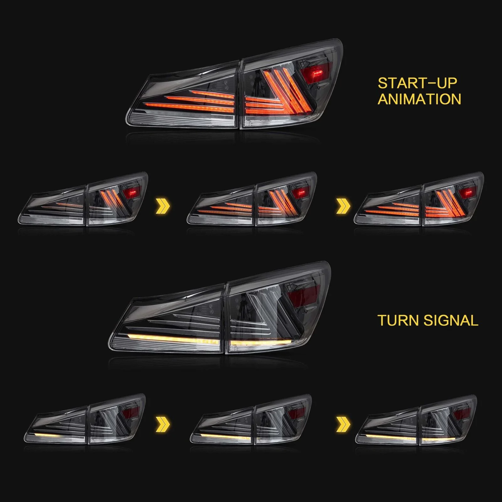 LED Smoked Taillights with Sequential Animation for Lexus IS250 IS350 IS F 2006–2013 - Image 6