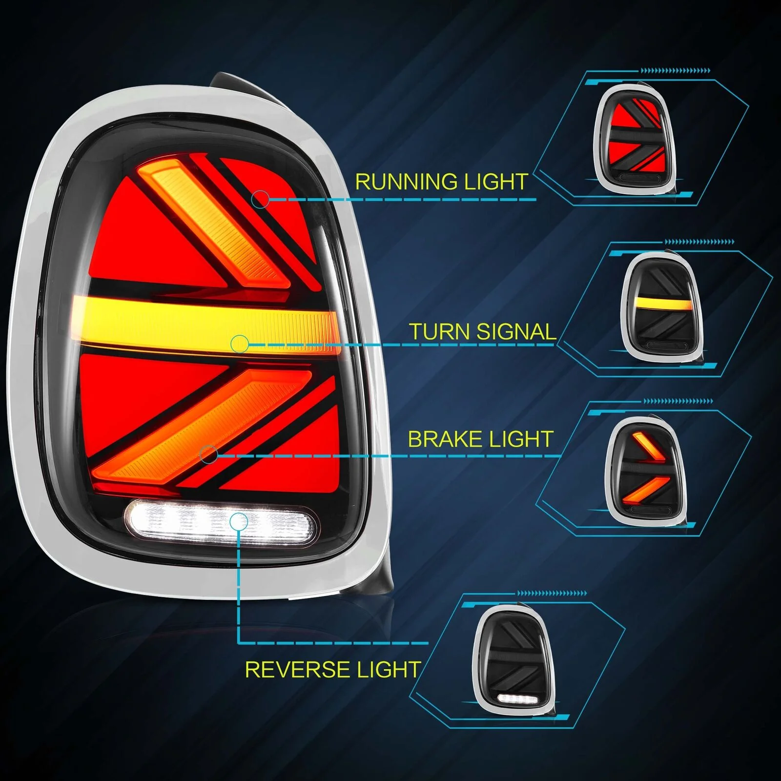 Pair LED Tail Lights w/ Startup & Sequential For 2014–2023 Mini Cooper F55 F56 F57 - Image 13