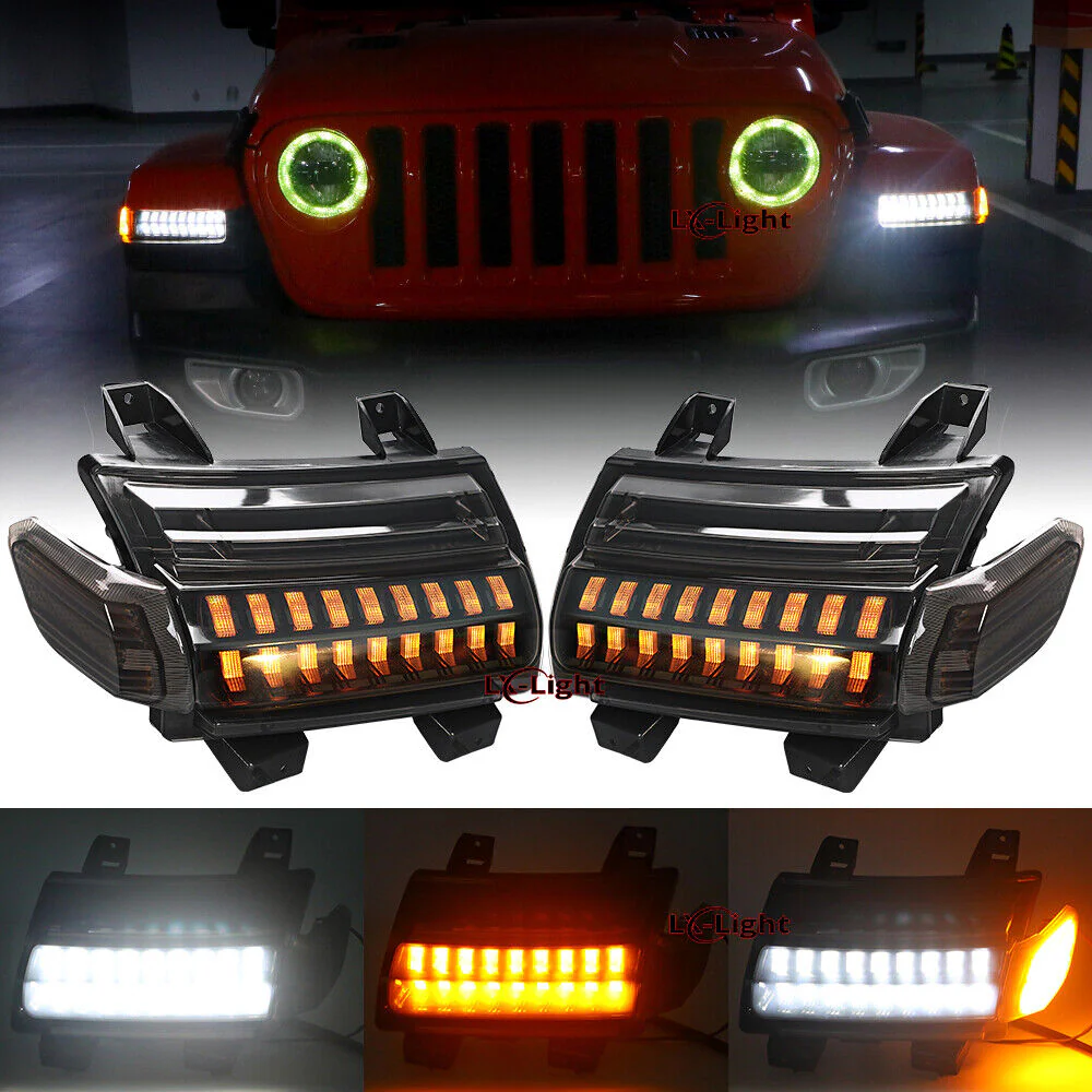 LED Turn Signal Lights DRL for Jeep Wrangler JL 2018-24 high configuration - Image 3