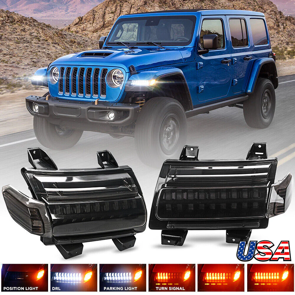 LED Turn Signal Lights DRL for Jeep Wrangler JL 2018-24 low configuration - Image 2